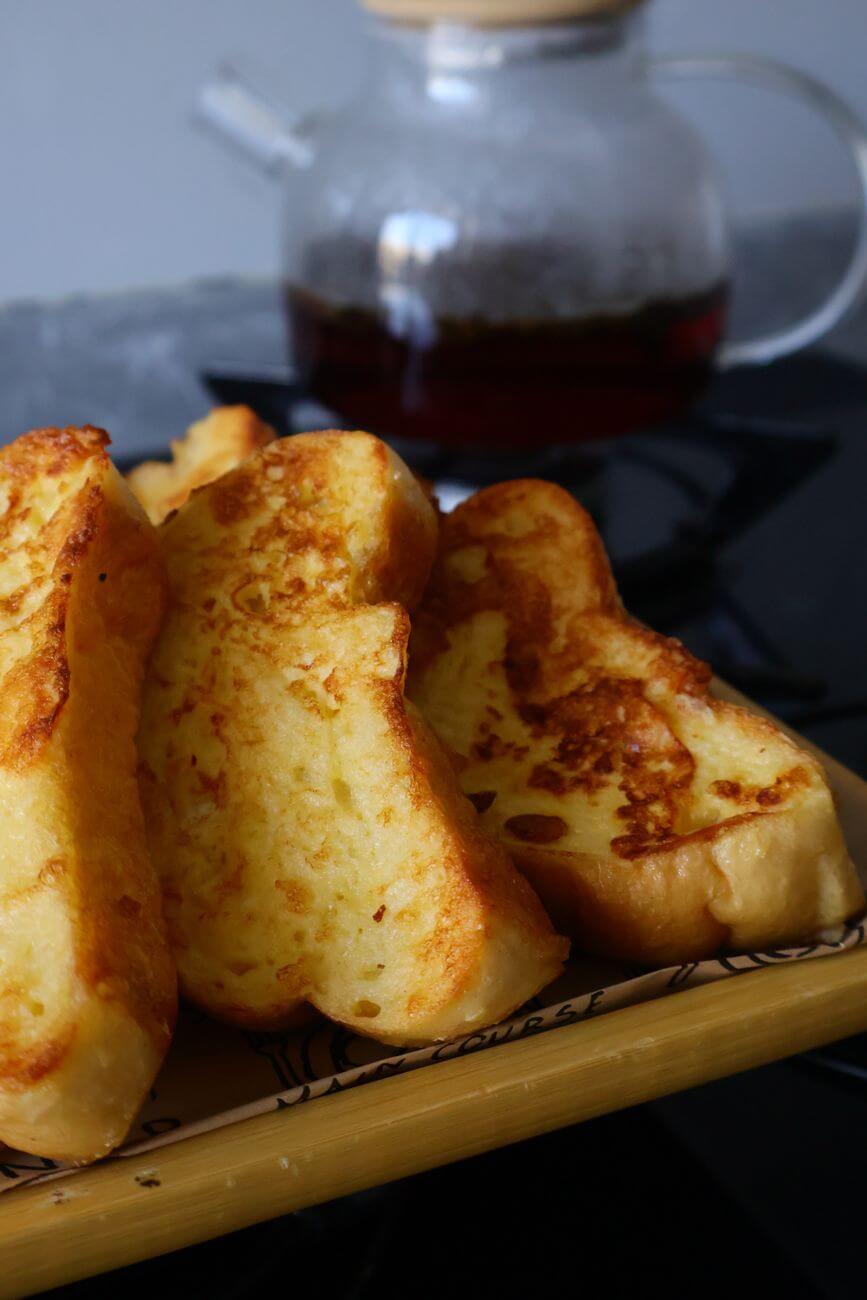homemade french toast with fresh tea